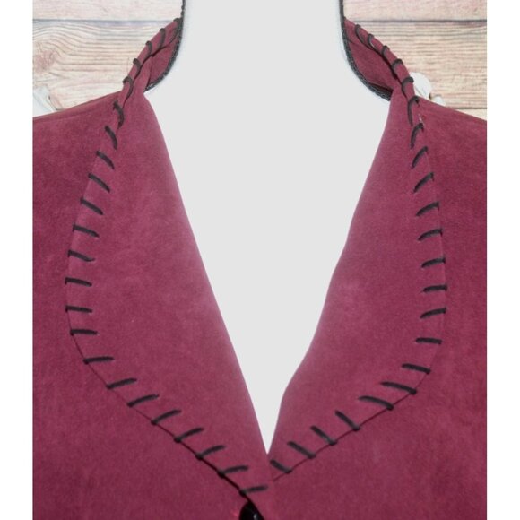 R&K Originals Vintage Plum Purple Faux Suede Button Front Jacket Size 26W Pocket - Picture 3 of 10